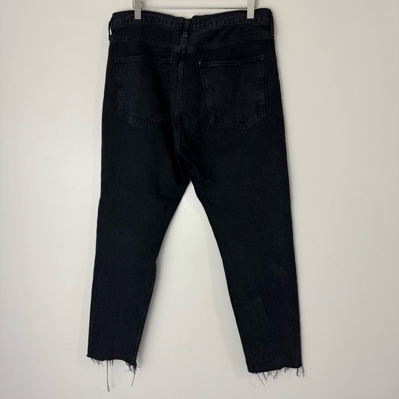 AGOLDE Black Jaime Jeans Button Fly Organic Cotton Size 32 Frayed Hem - Picture 7 of 9